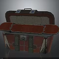 Vintage Red Equipment Storage Case Featuring Mesh Interior Green Straps And Lock