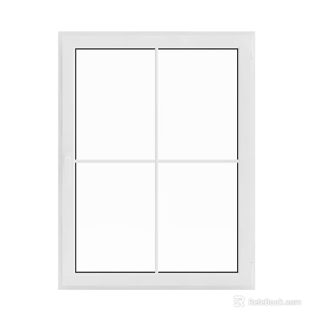 Stylish Casement Window Design Featuring Four Panel Glass And White Frame Structure 3d model