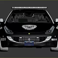 Sporty Black White Police Car With Roof Emergency Lights And Logos