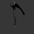 Detailed Skeletal Scythe Fantasy Weapon 3D Model With Green Glowing Accents And Spiked Design