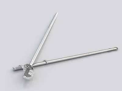 Stainless Steel Weapon With Sharp Blade And Long Handle Structure 3d model