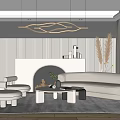 Quiet Sofa Tea Table Combination Home Curved Sofa 3d model