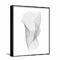 Abstract Black White Curved Line Artwork In Modern Framed Wall Decor