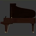 Brown Grand Piano With Open Lid Black White Keys And Golden Legs