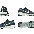 Nike Black Gray Knit Upper Running Shoes With White Logo And Air Cushion Sole