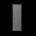 Modern Dark Wooden Swing Door With Vertical Glass Panel for Interior Design