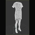 Plaid Pattern Short Sleeved Midi Dress With Black Tights Red High Heels And Hat
