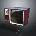 Vintage Television Design With Red Black Casing And Black White Screen POWER Button