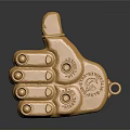 Golden Thumbs Up Shaped Decorative Accessory With Metallic Finish And Detailed Design