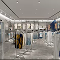 Modern Clothing Store Interior With Hanging Clothes Display Racks And Lighting Design