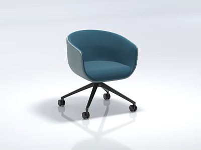 Modern Blue Office Chair With Curved Backrest And Swivel Wheel Base 3d model