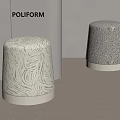 POLIFORM Modern Textured Stools With Light Colored Surface And White Base 3d model