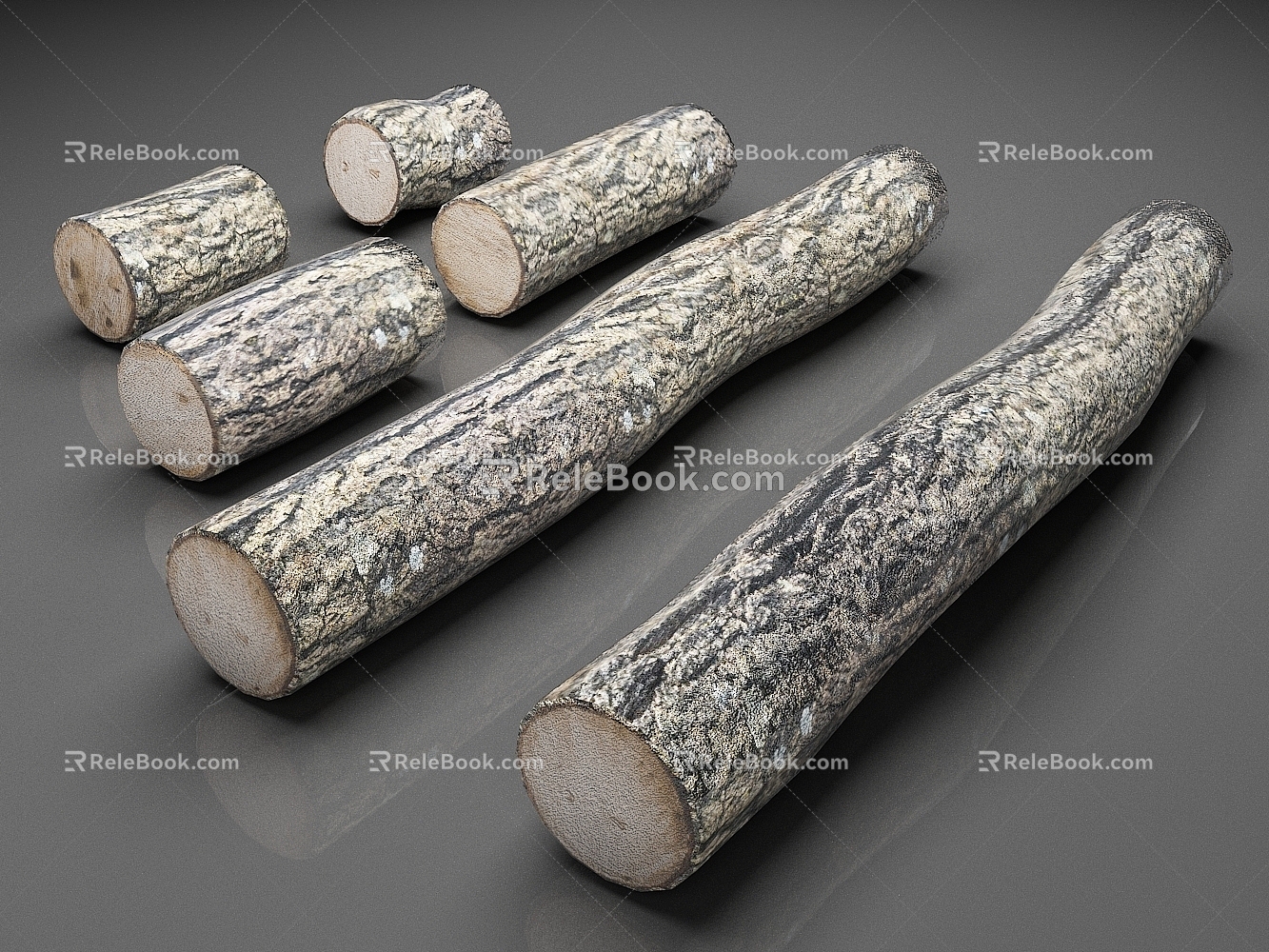 Wood Trunk Trees Timber Log 3d model