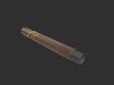 3D Rendered Detailed Brown Cigar With Golden Pattern And Black Tip 3d model