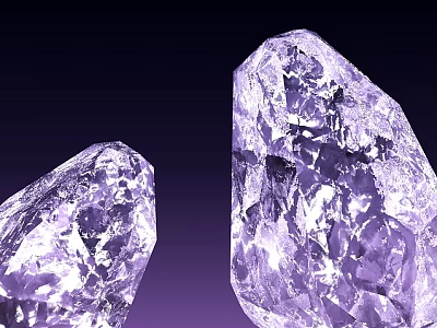 Elegant Crystal Jewelry Featuring Two Large Sparkling Crystals Set On Purple Background 3d model