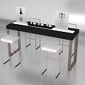 Modern Display Shelf With Black Counter Metal Frame White Stools And Cosmetic Products