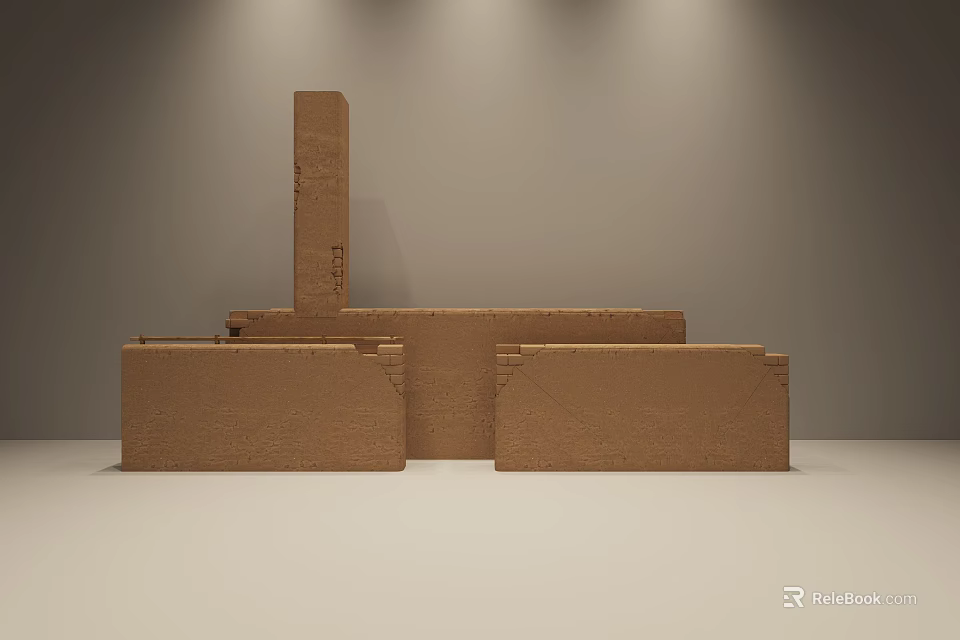 Restaurant Interior With Stacked Brown Bricks Three Dimensional Structure Gray Background White Floor 3d model