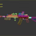 Modern Tactical Rifle with Scope Magazine and Tactical Accessories on Gray Background