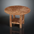 Stylish Round Wooden Table Design With Lower Shelf And Sturdy Legs For Home Furniture