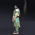 Man In Ancient Warrior Armor With Elaborate Decorative Patterns And Ornate Shield