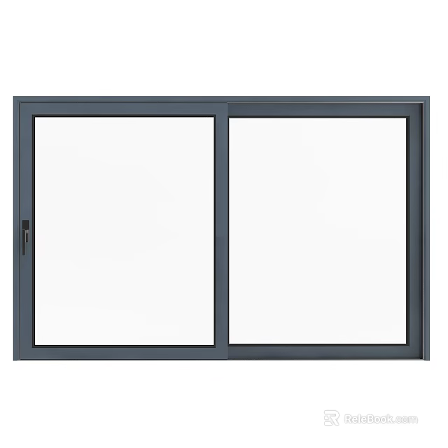 Modern Home Double Panel Sliding Door With Dark Frame And Clear Glass 3d model 