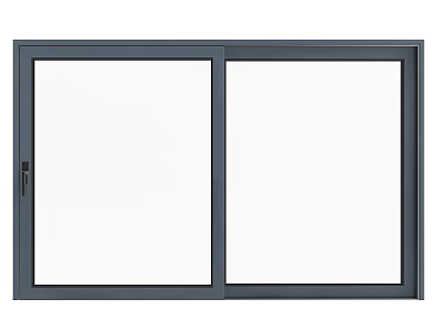 Modern Home Double Panel Sliding Door With Dark Frame And Clear Glass 3d model