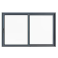 Modern Home Double Panel Sliding Door With Dark Frame And Clear Glass