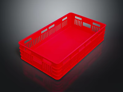 Red Plastic Storage Basket with Ventilated Sides for Household Organizing and Daily Use 3d model