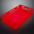 Red Plastic Storage Basket with Ventilated Sides for Household Organizing and Daily Use
