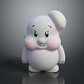 Cute White Chubby Game And Movie Character With Round Ears And Pink Cheeks