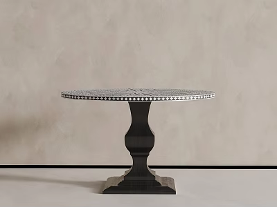 Elegant Round Decorative Table With Black Pedestal Base And Ornate Inlaid Top Design 3d model
