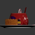 Red Star Mug With Hot Cocoa Marshmallows Candy Cane And Layered Cake With Blueberries On White Plate