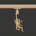 Golden Industrial Mechanical Device With Structural Beams And Support Components 3d model