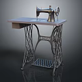 Vintage Sewing Machine With Metal Stand And Wooden Tabletop Classic Design