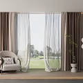Elegant Modern Sheer Curtains With Linen Drapes In Living Room Window View