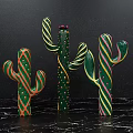Colorful Striped Cactus Decorations for Window Display Visual Merchandising