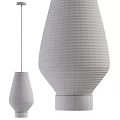 Modern Minimalist Paper Pendant Lights With Striped Conical Shade And Wooden Base