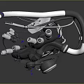 3D Model Of Advanced Tire Structure With Metal Pipes And Blue Components