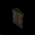 Ancient Medieval Style Wooden Door With Intricate Metal Hardware And Carved Patterns