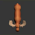 Cartoon Style Orange Moose 3D Model With Large Antlers And Shiny Surface On Dark Background