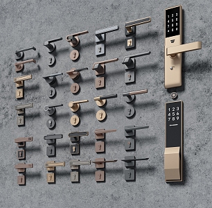 Door handle combination lock 3d model