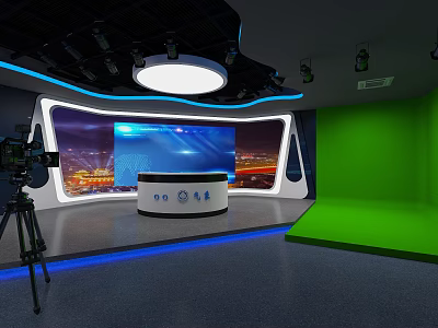 Modern Monitoring Room With Security Screens Control Console And Surveillance Equipment 3d model