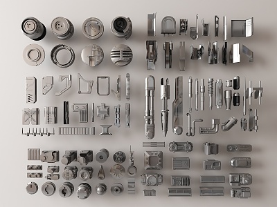 Modern mechanical parts and equipment 3d model