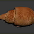 Fresh Golden Orange Croissant with Shiny Surface Crispy Texture on Dark Background with Reflection