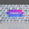 ZOWZMLZ Photo Spot With White Cubes Colorful Logos Surrounding Purple Blue Gradient Background