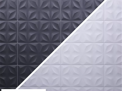 Decorative Tile Components With Dark And Light Geometric Patterns For Wall Design 3d model