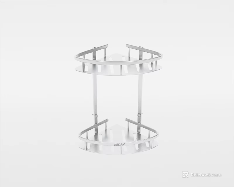 Stainless Steel Bathroom Cabinet Rack With Double Tier Round Design For Storage Organizer 3d model 