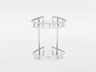 Stainless Steel Bathroom Cabinet Rack With Double Tier Round Design For Storage Organizer 3d model
