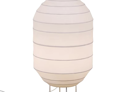 Modern White Fabric Shade Floor Lamp With Horizontal Stripes And Metal Stand 3d model