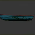 Traditional Wooden Rowboat with Blue and Red Exterior and Wooden Paddles for Recreational Water Transport